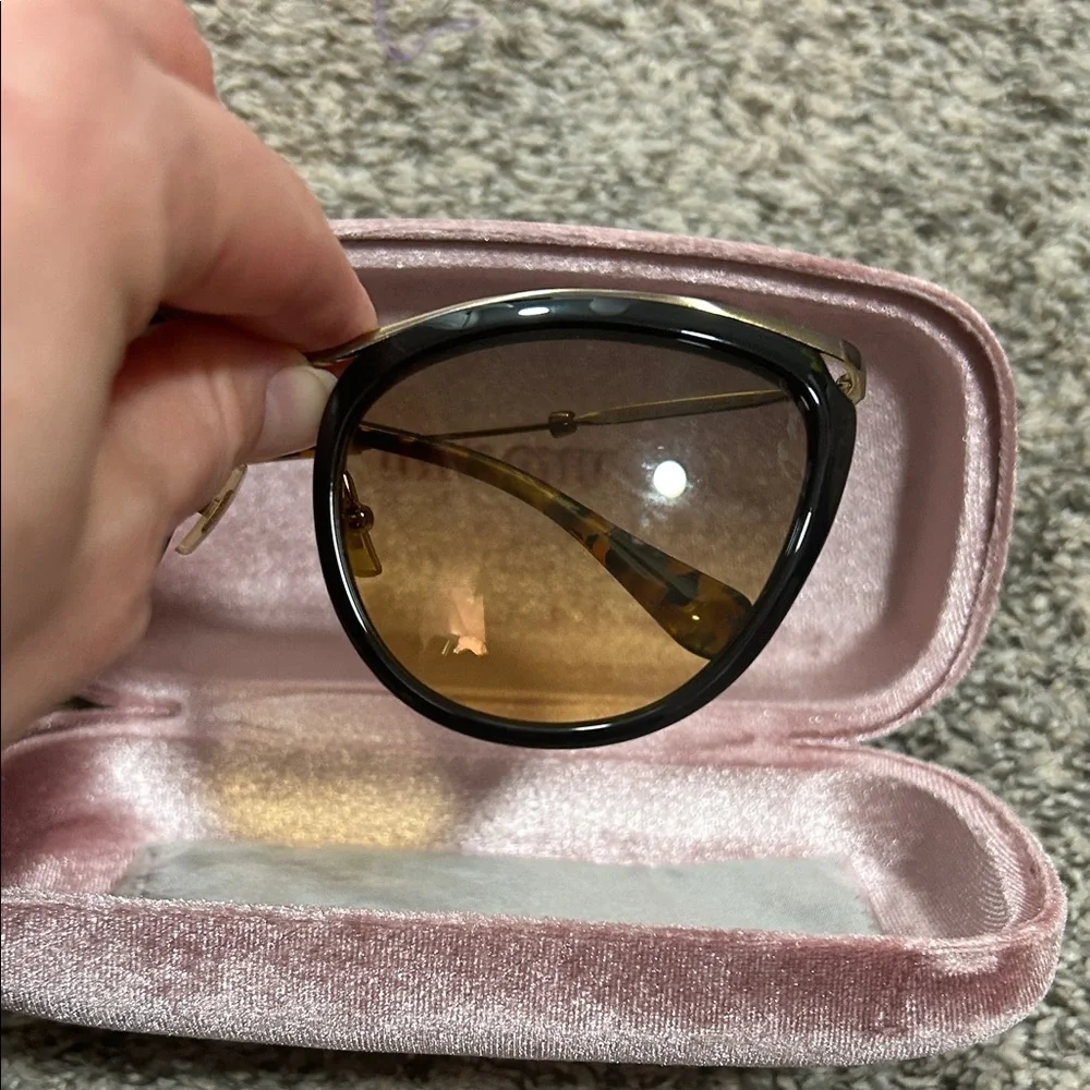 Miu Miu Black Frame Sunglasses with Brown Gradient Lenses - Picture 2 of 5